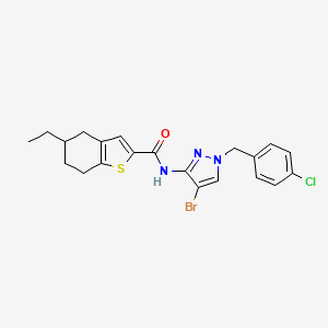 N-[4-bromo-1-(4-chlorobenzyl)-1H-pyrazol-3-yl]-5-ethyl-4,5,6,7-tetrahydro-1-benzothiophene-2-carboxamide