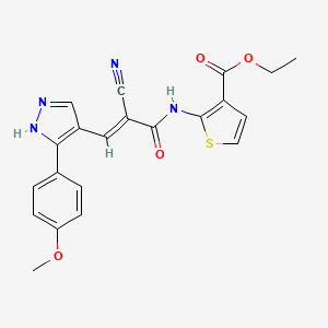 ethyl 2-({2-cyano-3-[3-(4-methoxyphenyl)-1H-pyrazol-4-yl]acryloyl}amino)-3-thiophenecarboxylate