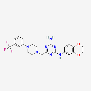 N-(2,3-dihydro-1,4-benzodioxin-6-yl)-6-({4-[3-(trifluoromethyl)phenyl]piperazin-1-yl}methyl)-1,3,5-triazine-2,4-diamine