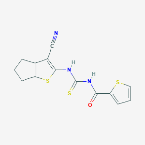 molecular formula C14H11N3OS3 B4745155 N-{[(3-cyano-5,6-dihydro-4H-cyclopenta[b]thien-2-yl)amino]carbonothioyl}-2-thiophenecarboxamide 