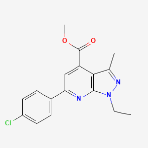 molecular formula C17H16ClN3O2 B4745191 methyl 6-(4-chlorophenyl)-1-ethyl-3-methyl-1H-pyrazolo[3,4-b]pyridine-4-carboxylate 