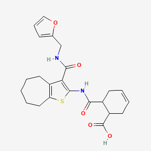 molecular formula C23H26N2O5S B4745234 6-{[(3-{[(2-furylmethyl)amino]carbonyl}-5,6,7,8-tetrahydro-4H-cyclohepta[b]thien-2-yl)amino]carbonyl}-3-cyclohexene-1-carboxylic acid 