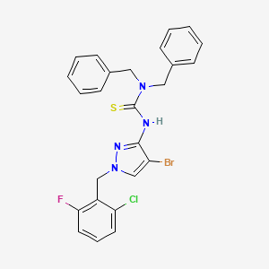 molecular formula C25H21BrClFN4S B4745258 N,N-dibenzyl-N'-[4-bromo-1-(2-chloro-6-fluorobenzyl)-1H-pyrazol-3-yl]thiourea 