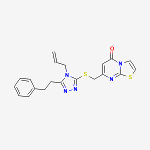 molecular formula C20H19N5OS2 B4745277 7-({[4-allyl-5-(2-phenylethyl)-4H-1,2,4-triazol-3-yl]thio}methyl)-5H-[1,3]thiazolo[3,2-a]pyrimidin-5-one 