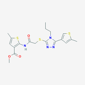 molecular formula C19H22N4O3S3 B4745283 methyl 5-methyl-2-[({[5-(5-methyl-3-thienyl)-4-propyl-4H-1,2,4-triazol-3-yl]thio}acetyl)amino]-3-thiophenecarboxylate 