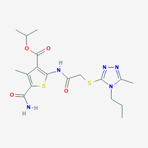 isopropyl 5-(aminocarbonyl)-4-methyl-2-({[(5-methyl-4-propyl-4H-1,2,4-triazol-3-yl)thio]acetyl}amino)-3-thiophenecarboxylate