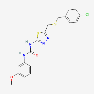 molecular formula C18H17ClN4O2S2 B4745356 N-(5-{[(4-chlorobenzyl)thio]methyl}-1,3,4-thiadiazol-2-yl)-N'-(3-methoxyphenyl)urea 