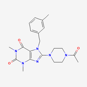 molecular formula C21H26N6O3 B4745411 8-(4-acetyl-1-piperazinyl)-1,3-dimethyl-7-(3-methylbenzyl)-3,7-dihydro-1H-purine-2,6-dione 