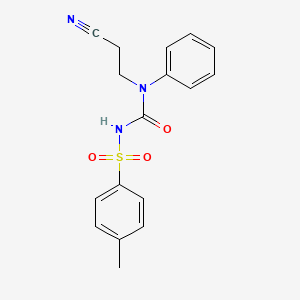 molecular formula C17H17N3O3S B4745539 N-{[(2-cyanoethyl)(phenyl)amino]carbonyl}-4-methylbenzenesulfonamide 