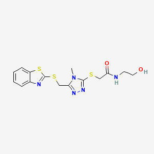 2-({5-[(1,3-benzothiazol-2-ylthio)methyl]-4-methyl-4H-1,2,4-triazol-3-yl}thio)-N-(2-hydroxyethyl)acetamide