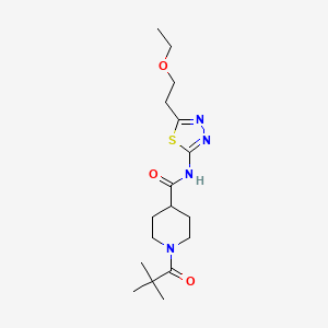 1-(2,2-dimethylpropanoyl)-N-[5-(2-ethoxyethyl)-1,3,4-thiadiazol-2-yl]-4-piperidinecarboxamide