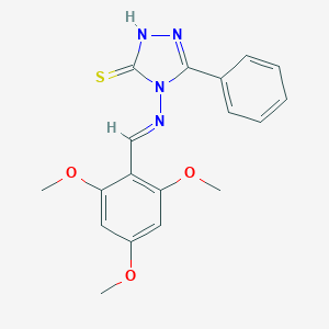 molecular formula C18H18N4O3S B474564 5-phenyl-4-[(2,4,6-trimethoxybenzylidene)amino]-4H-1,2,4-triazol-3-yl hydrosulfide CAS No. 354785-23-2