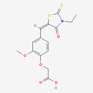 molecular formula C15H15NO5S2 B4745680 {4-[(3-ethyl-4-oxo-2-thioxo-1,3-thiazolidin-5-ylidene)methyl]-2-methoxyphenoxy}acetic acid 