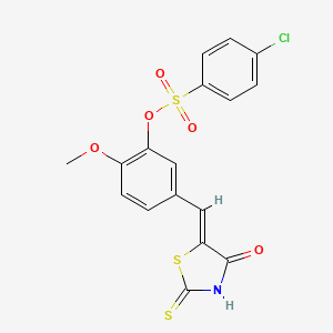 molecular formula C17H12ClNO5S3 B4745824 2-methoxy-5-[(4-oxo-2-thioxo-1,3-thiazolidin-5-ylidene)methyl]phenyl 4-chlorobenzenesulfonate 