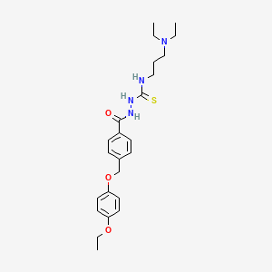 molecular formula C24H34N4O3S B4745869 N-[3-(diethylamino)propyl]-2-{4-[(4-ethoxyphenoxy)methyl]benzoyl}hydrazinecarbothioamide 