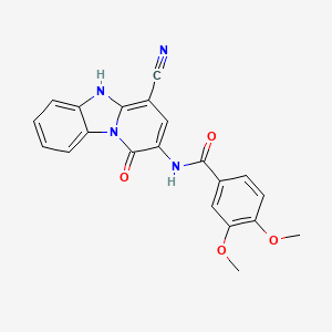 N-(4-cyano-1-oxo-1,5-dihydropyrido[1,2-a]benzimidazol-2-yl)-3,4-dimethoxybenzamide