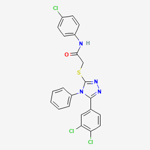 molecular formula C22H15Cl3N4OS B4745945 N-(4-chlorophenyl)-2-{[5-(3,4-dichlorophenyl)-4-phenyl-4H-1,2,4-triazol-3-yl]thio}acetamide 