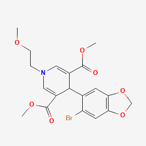molecular formula C19H20BrNO7 B4745951 dimethyl 4-(6-bromo-1,3-benzodioxol-5-yl)-1-(2-methoxyethyl)-1,4-dihydro-3,5-pyridinedicarboxylate 