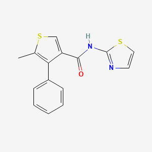 molecular formula C15H12N2OS2 B4746015 5-methyl-4-phenyl-N-1,3-thiazol-2-yl-3-thiophenecarboxamide 