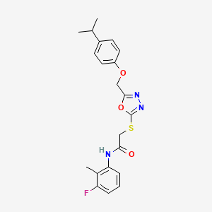 molecular formula C21H22FN3O3S B4746061 N-(3-fluoro-2-methylphenyl)-2-({5-[(4-isopropylphenoxy)methyl]-1,3,4-oxadiazol-2-yl}thio)acetamide 
