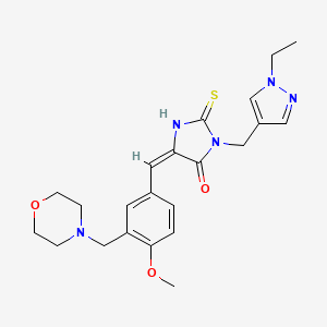 molecular formula C22H27N5O3S B4746063 3-[(1-ethyl-1H-pyrazol-4-yl)methyl]-2-mercapto-5-[4-methoxy-3-(4-morpholinylmethyl)benzylidene]-3,5-dihydro-4H-imidazol-4-one 