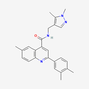molecular formula C25H26N4O B4746076 2-(3,4-dimethylphenyl)-N-[(1,5-dimethyl-1H-pyrazol-4-yl)methyl]-6-methyl-4-quinolinecarboxamide 