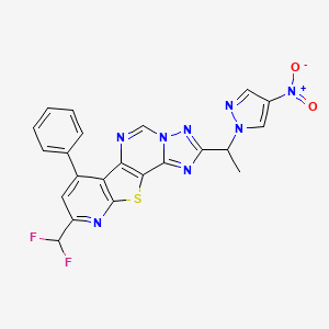 molecular formula C22H14F2N8O2S B4746085 9-(difluoromethyl)-2-[1-(4-nitro-1H-pyrazol-1-yl)ethyl]-7-phenylpyrido[3',2':4,5]thieno[2,3-e][1,2,4]triazolo[1,5-c]pyrimidine 