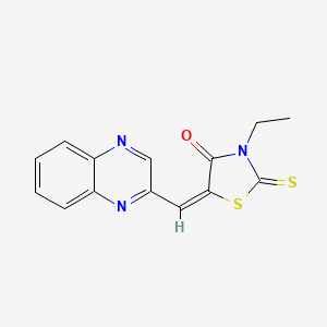 molecular formula C14H11N3OS2 B4746091 3-ethyl-5-(2-quinoxalinylmethylene)-2-thioxo-1,3-thiazolidin-4-one 