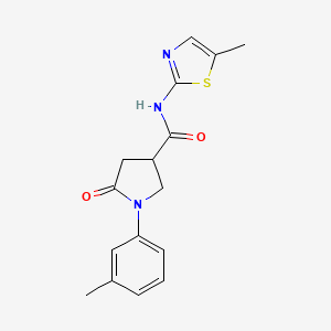 molecular formula C16H17N3O2S B4746106 1-(3-methylphenyl)-N-(5-methyl-1,3-thiazol-2-yl)-5-oxo-3-pyrrolidinecarboxamide 