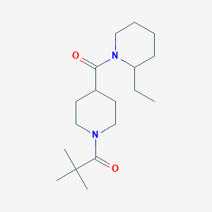 molecular formula C18H32N2O2 B4746118 1-{[1-(2,2-dimethylpropanoyl)-4-piperidinyl]carbonyl}-2-ethylpiperidine 