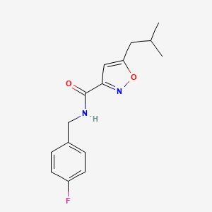 molecular formula C15H17FN2O2 B4746135 N-(4-fluorobenzyl)-5-isobutyl-3-isoxazolecarboxamide 