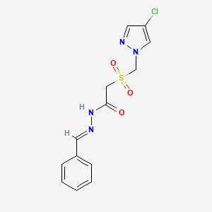 molecular formula C13H13ClN4O3S B4746151 N'-benzylidene-2-{[(4-chloro-1H-pyrazol-1-yl)methyl]sulfonyl}acetohydrazide 