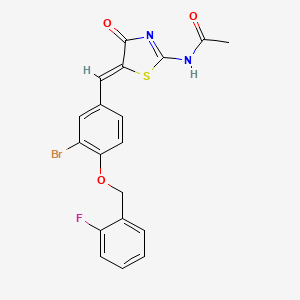 molecular formula C19H14BrFN2O3S B4746170 N-(5-{3-bromo-4-[(2-fluorobenzyl)oxy]benzylidene}-4-oxo-4,5-dihydro-1,3-thiazol-2-yl)acetamide 