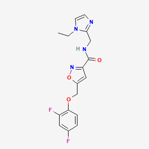 molecular formula C17H16F2N4O3 B4746186 5-[(2,4-difluorophenoxy)methyl]-N-[(1-ethyl-1H-imidazol-2-yl)methyl]-3-isoxazolecarboxamide 