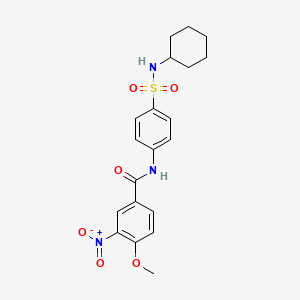 molecular formula C20H23N3O6S B4746205 N-{4-[(cyclohexylamino)sulfonyl]phenyl}-4-methoxy-3-nitrobenzamide 