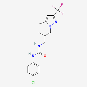 molecular formula C16H18ClF3N4O B4746210 N-(4-chlorophenyl)-N'-{2-methyl-3-[5-methyl-3-(trifluoromethyl)-1H-pyrazol-1-yl]propyl}urea 