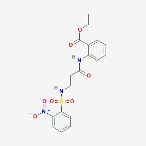 molecular formula C18H19N3O7S B4746214 ethyl 2-({N-[(2-nitrophenyl)sulfonyl]-beta-alanyl}amino)benzoate 
