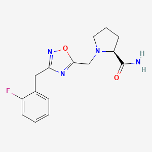 molecular formula C15H17FN4O2 B4746222 1-{[3-(2-fluorobenzyl)-1,2,4-oxadiazol-5-yl]methyl}-L-prolinamide 