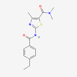 molecular formula C16H19N3O2S B4746230 2-[(4-ethylbenzoyl)amino]-N,N,4-trimethyl-1,3-thiazole-5-carboxamide 