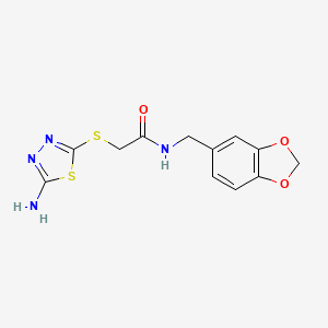 molecular formula C12H12N4O3S2 B4746258 2-[(5-amino-1,3,4-thiadiazol-2-yl)thio]-N-(1,3-benzodioxol-5-ylmethyl)acetamide 