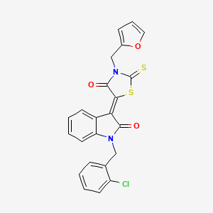 1-(2-chlorobenzyl)-3-[3-(2-furylmethyl)-4-oxo-2-thioxo-1,3-thiazolidin-5-ylidene]-1,3-dihydro-2H-indol-2-one