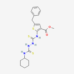 molecular formula C21H26N4O2S3 B4746299 methyl 5-benzyl-2-[({2-[(cyclohexylamino)carbonothioyl]hydrazino}carbonothioyl)amino]-3-thiophenecarboxylate 