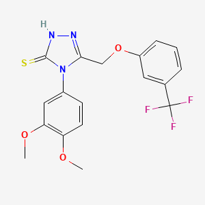 molecular formula C18H16F3N3O3S B4746348 4-(3,4-dimethoxyphenyl)-5-{[3-(trifluoromethyl)phenoxy]methyl}-4H-1,2,4-triazole-3-thiol 
