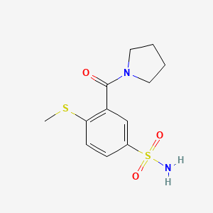 molecular formula C12H16N2O3S2 B4746426 4-(methylthio)-3-(1-pyrrolidinylcarbonyl)benzenesulfonamide 
