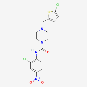 molecular formula C16H16Cl2N4O3S B4746457 N-(2-chloro-4-nitrophenyl)-4-[(5-chloro-2-thienyl)methyl]-1-piperazinecarboxamide 