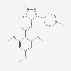 molecular formula C19H20N4O3S B474646 5-(4-methylphenyl)-4-[(2,4,6-trimethoxybenzylidene)amino]-4H-1,2,4-triazole-3-thiol CAS No. 354786-94-0