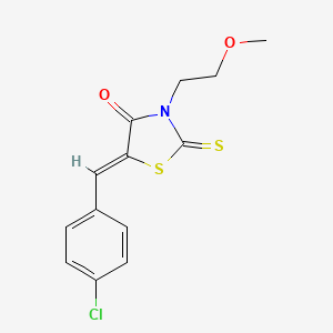 molecular formula C13H12ClNO2S2 B4746497 5-(4-chlorobenzylidene)-3-(2-methoxyethyl)-2-thioxo-1,3-thiazolidin-4-one 