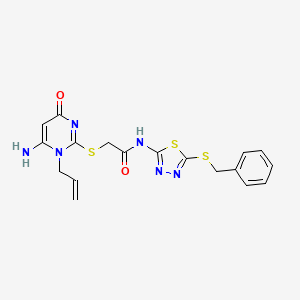 molecular formula C18H18N6O2S3 B4746525 2-[(1-allyl-6-amino-4-oxo-1,4-dihydro-2-pyrimidinyl)thio]-N-[5-(benzylthio)-1,3,4-thiadiazol-2-yl]acetamide 