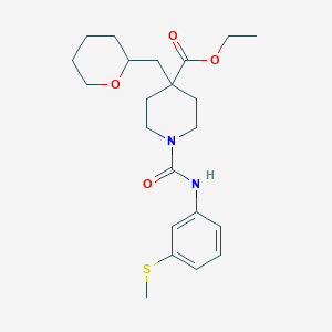 molecular formula C22H32N2O4S B4746574 ethyl 1-({[3-(methylthio)phenyl]amino}carbonyl)-4-(tetrahydro-2H-pyran-2-ylmethyl)-4-piperidinecarboxylate 