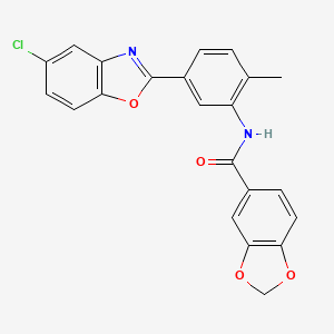 molecular formula C22H15ClN2O4 B4746611 N-[5-(5-chloro-1,3-benzoxazol-2-yl)-2-methylphenyl]-1,3-benzodioxole-5-carboxamide 